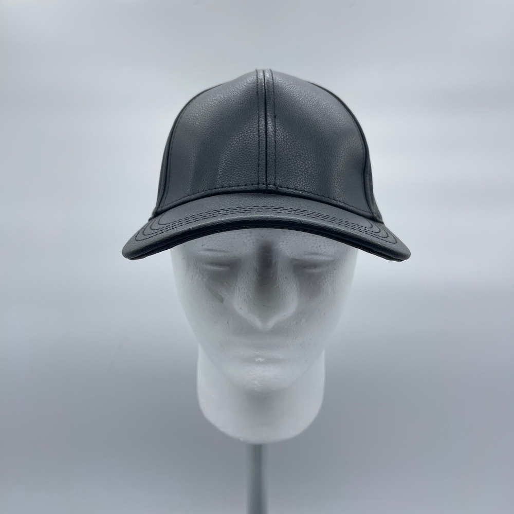 Target F16885777 One Size Black Faux Leather Baseball Cap Snapback Ball Hat